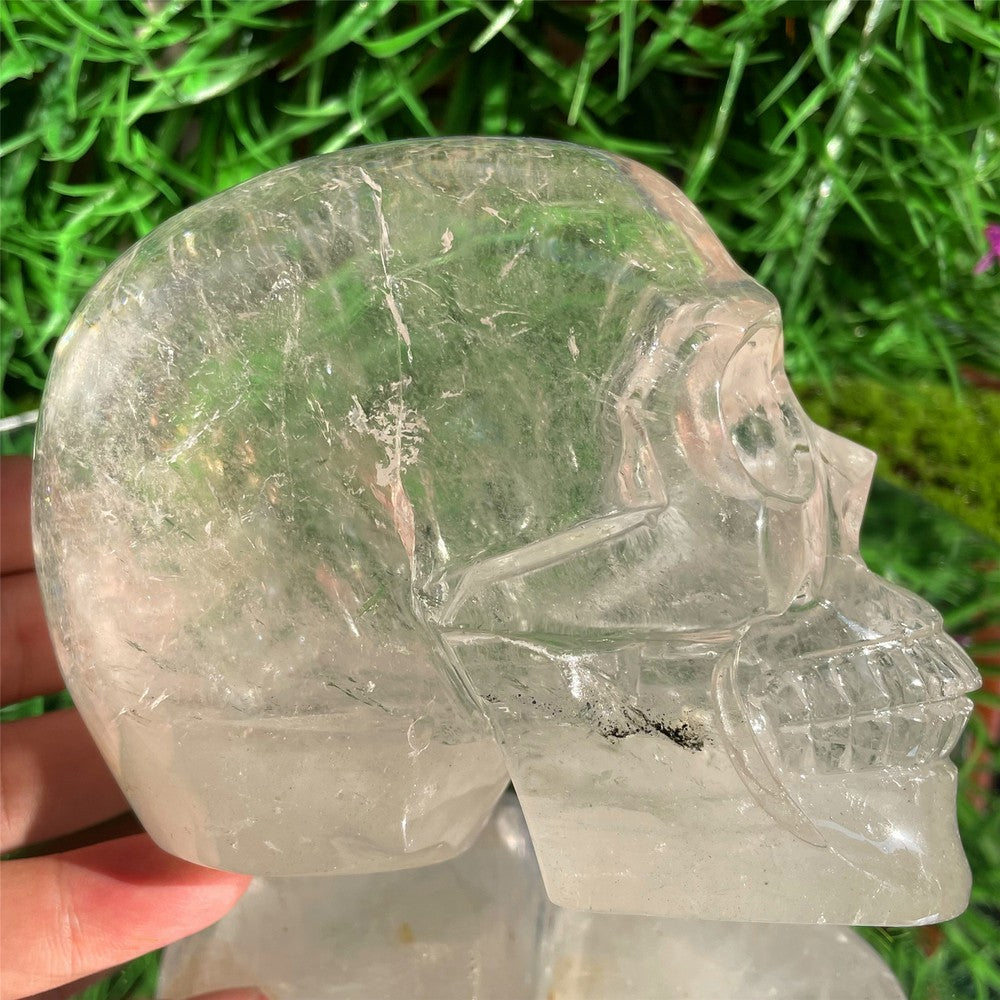 3.36LB natural Clear crystal skull quartz crystal carved reiki healing gem