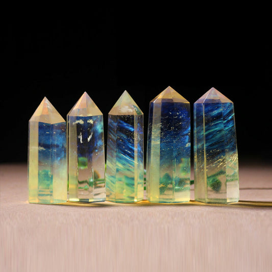 1pc Melting Stone Quartz Crystal Citrine Point Wand Healing Reiki Stone