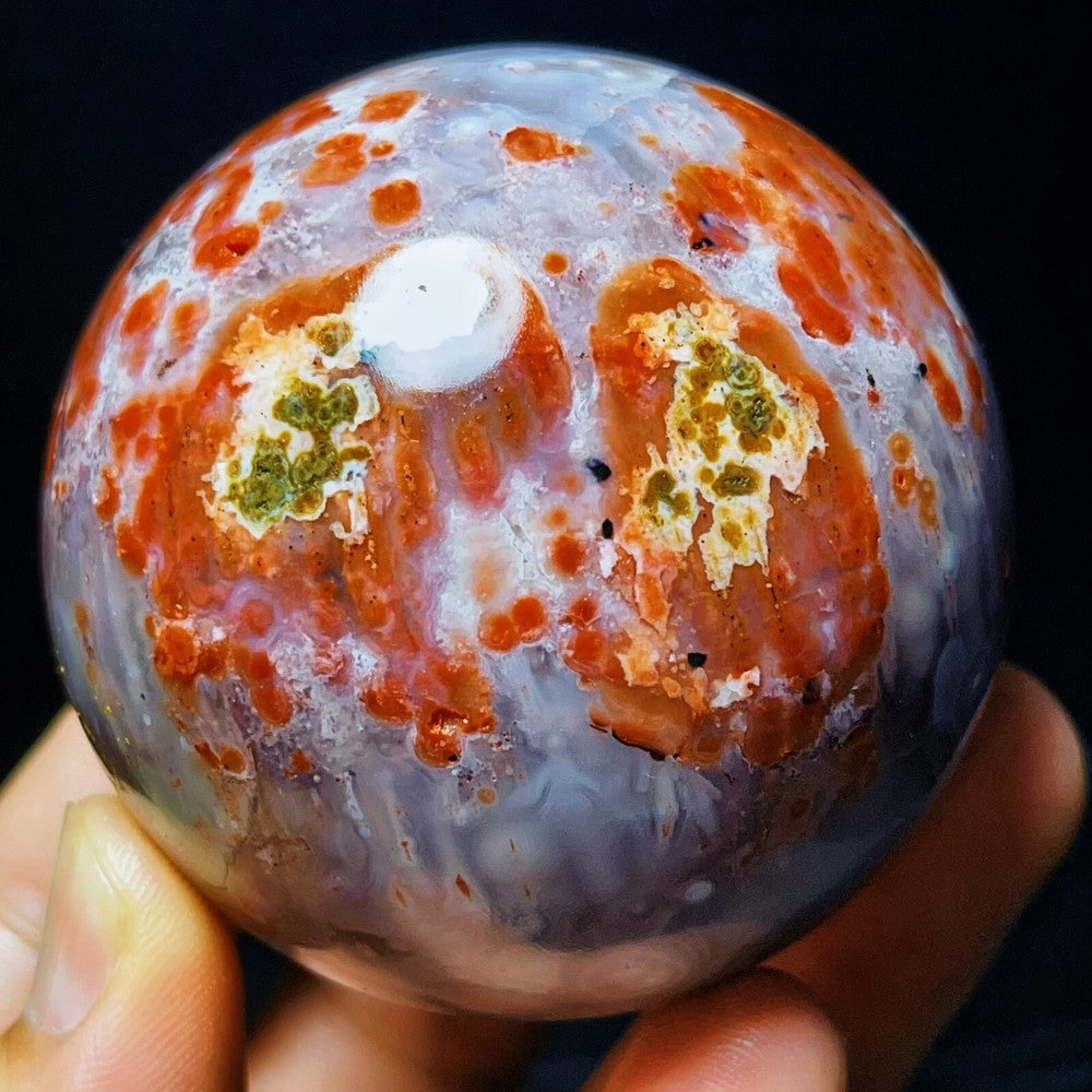 383G Natural Colorful Brazil Agate Sphere Crystal Ball Healing