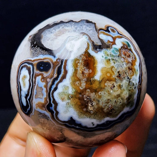 300G Gobi Agate Eyes Agate Sphere Ball Crystal Stone Madagascar