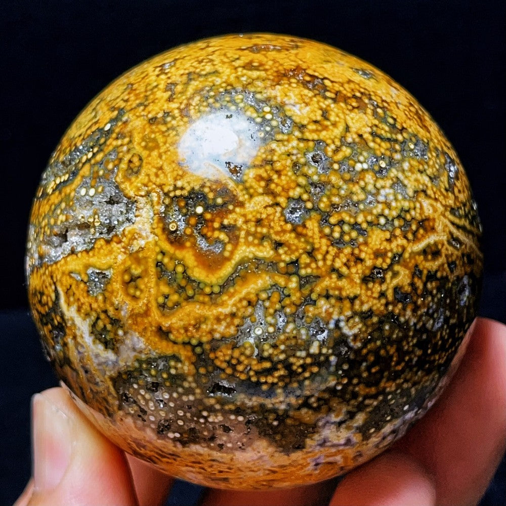 377G Natural Polished Orbicular Ocean Jasper Sphere Crystal Healing
