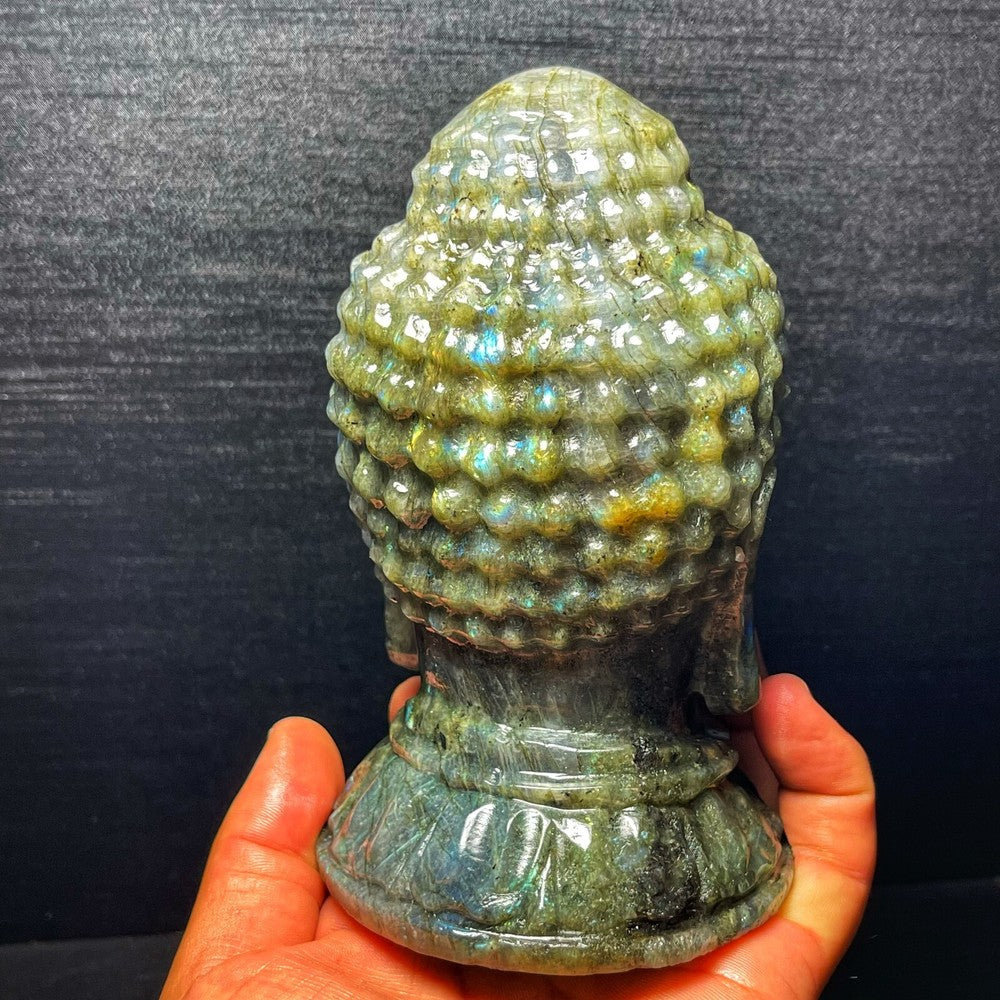 1508G Natural Polished labradorite Hand carved Buddha statues Healing
