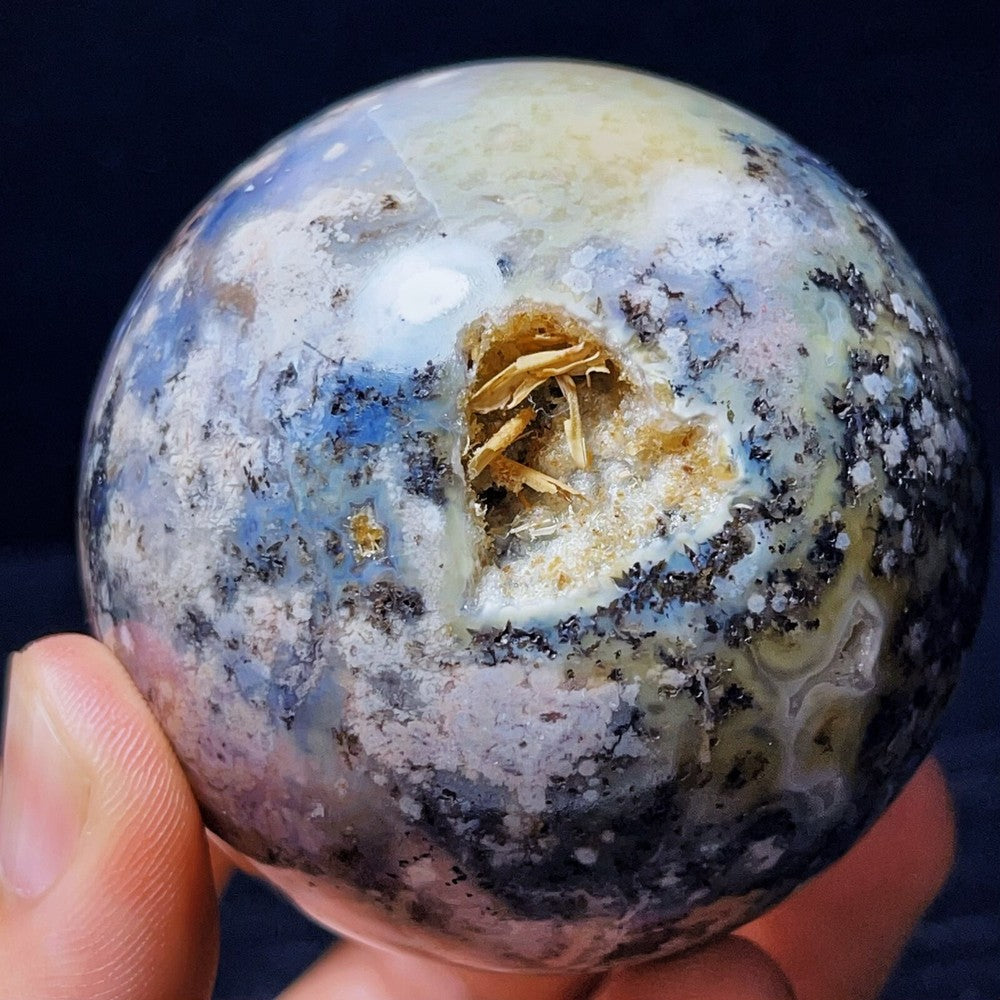 334G Natural Polished Moss Agate Sphere Agate Crystal Ball Healing