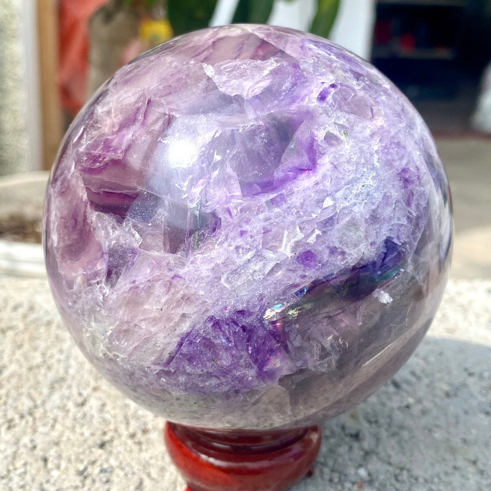 Boule de fluorite violette naturelle de 2,71 lb, sphère de guérison en cristal de quartz, Reiki 