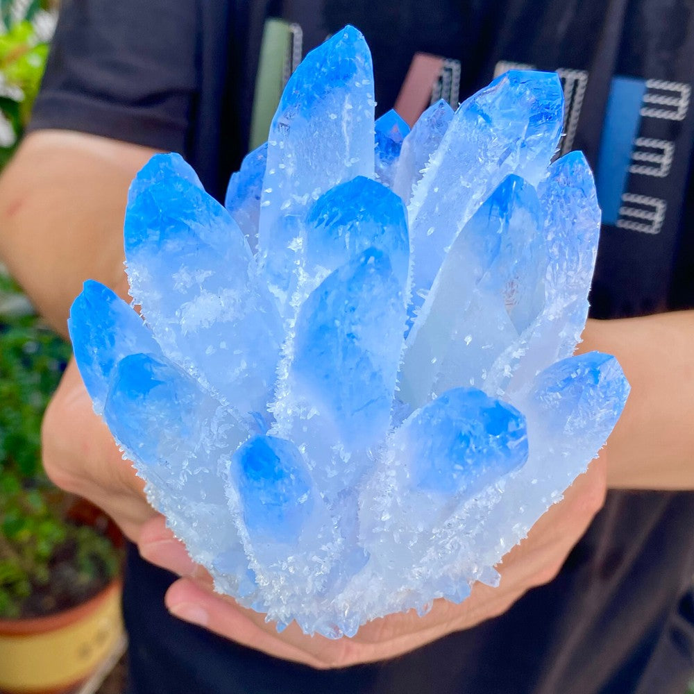 597G Newly discovered blue Phantom Quartz Crystal Cluster mineral samples.