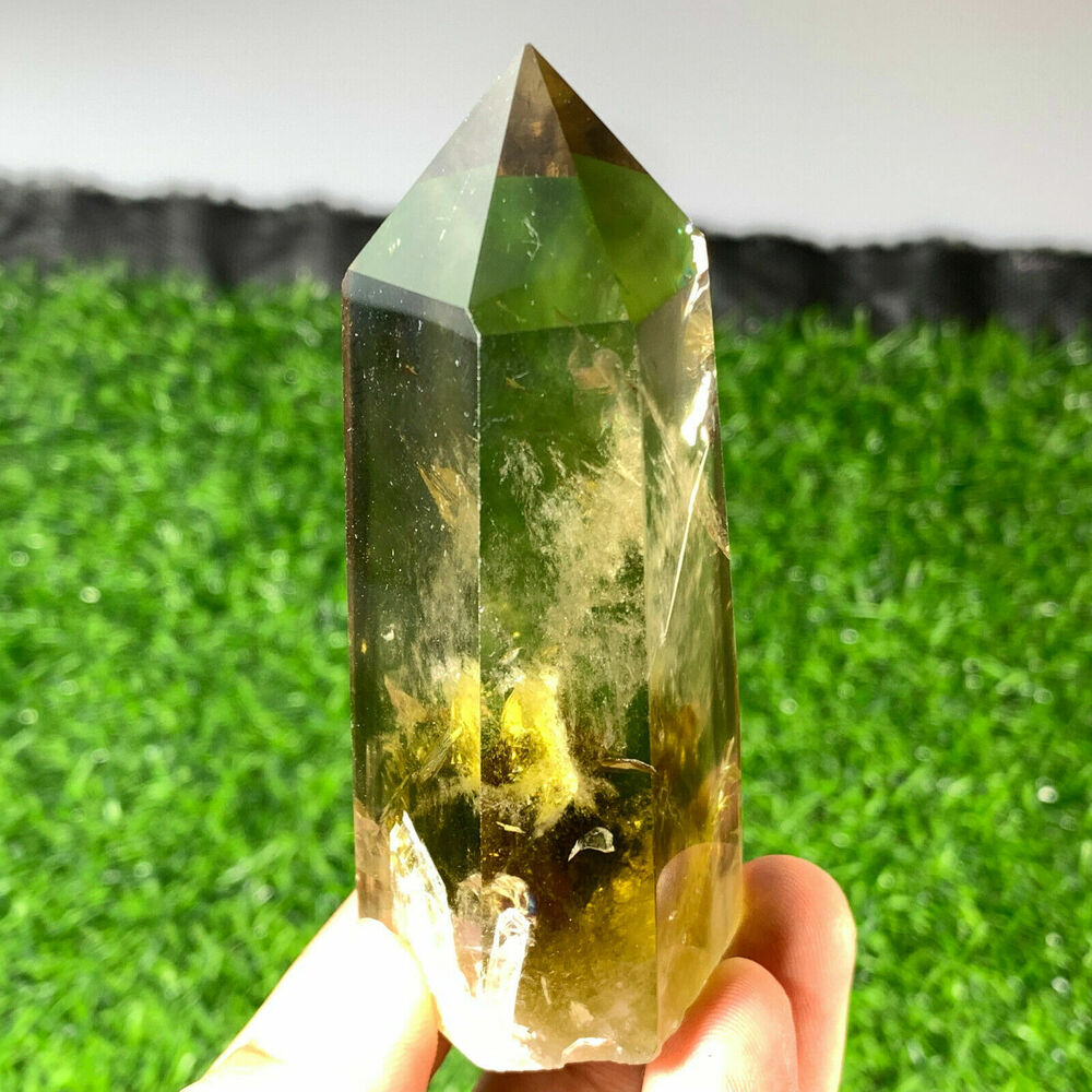 1pcs Natural smoky citrine quartz obelisk crystal wand point healing 60g+ 6CM+