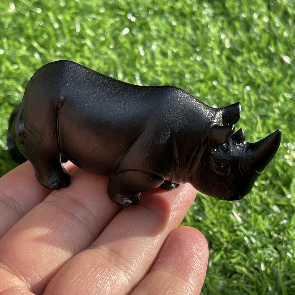 Crâne en obsidienne sculpté en cristal de quartz naturel de rhinocéros, 2,3 pouces, soins de guérison, 1 pièce 