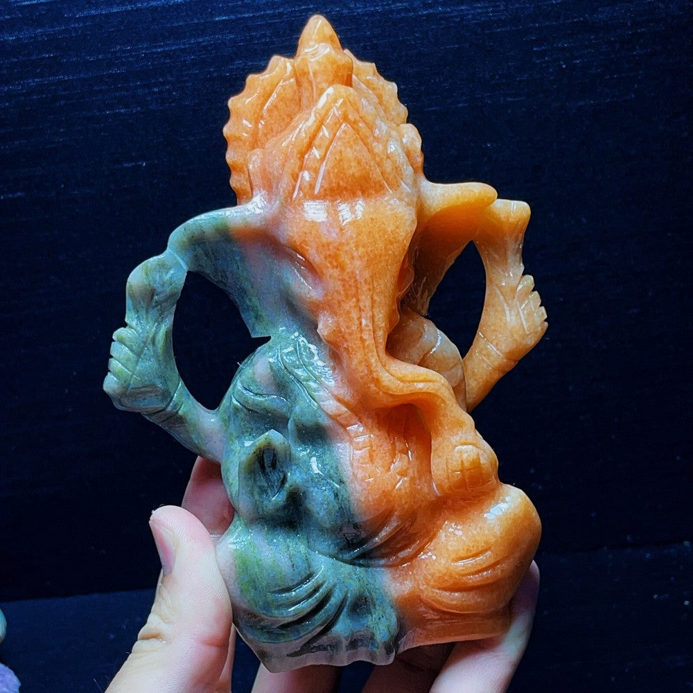 784G Natural Handcarved Elephant Buddha Crystal Healing