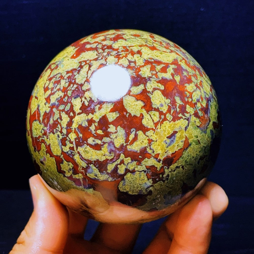 1216G Natural Polished Dragon Blood Stone Sphere Ball Crystal Healing