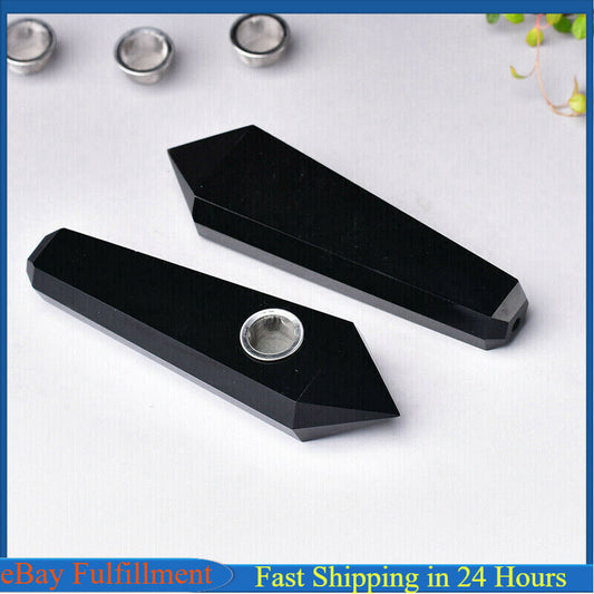 Natural Quartz Obsidian Stone Smoking Pipe Crystal Wand Obelisk Hookah Healing