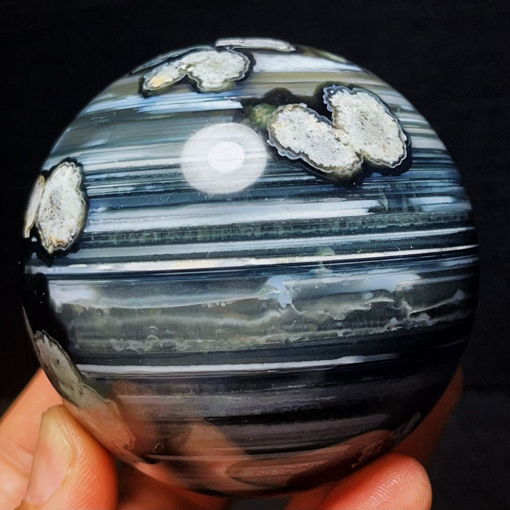 456G Natural Gobi Agate Eyes Agate Sphere Crystal Stone Madagascar