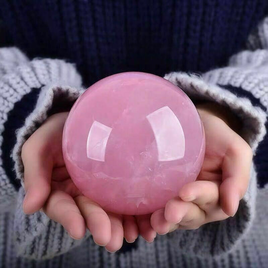 Natural rose quartz sphere crystal ball Reiki healing