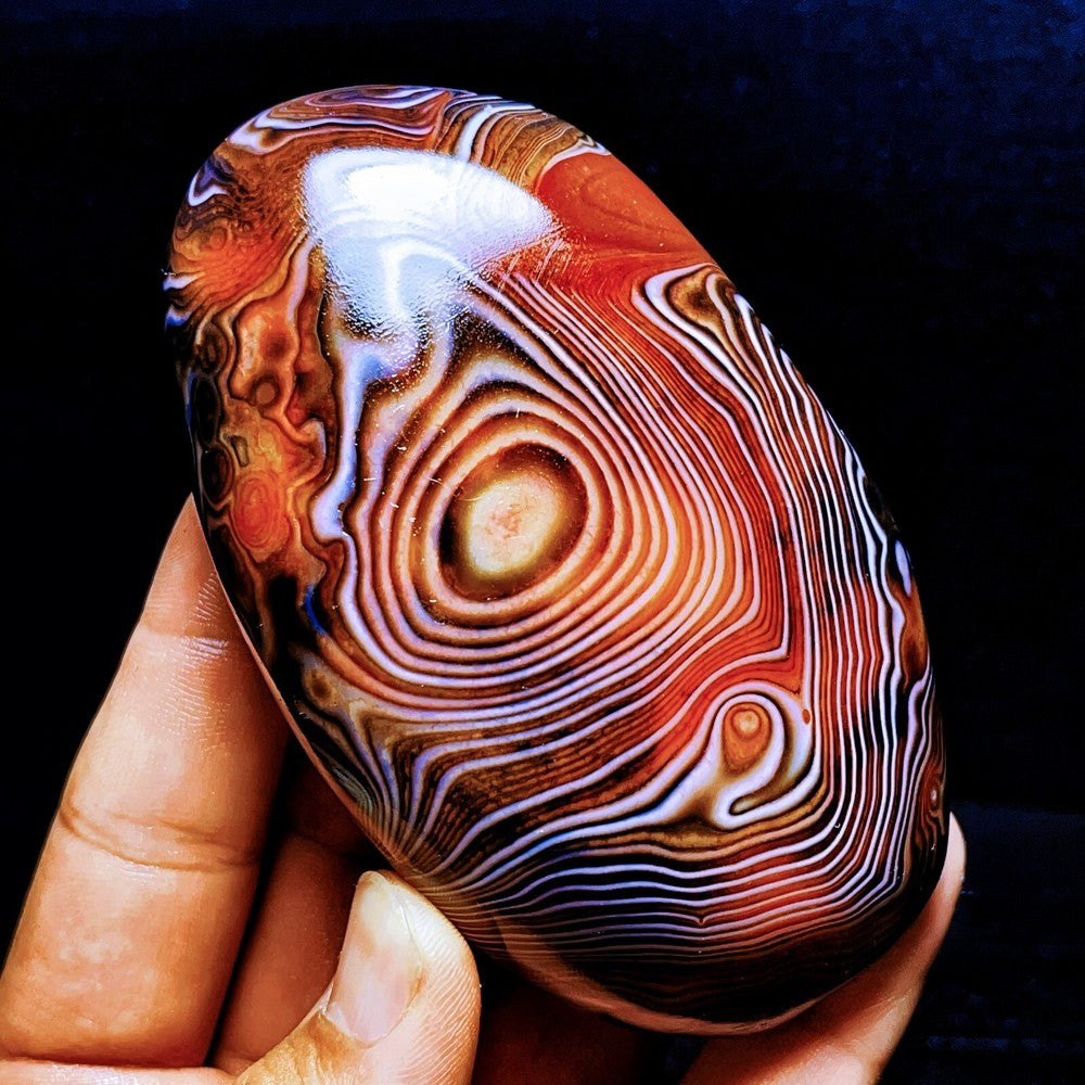 Agate naturelle polie à bandes de soie, cristal d'agate dentelle de Madagascar 