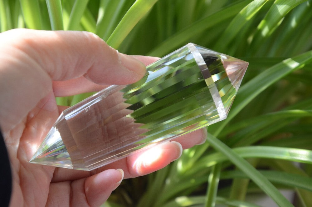 Tibetan High Altitude Clear 32 Sided Crystal Quartz Vogel Style Wand 4.01''
