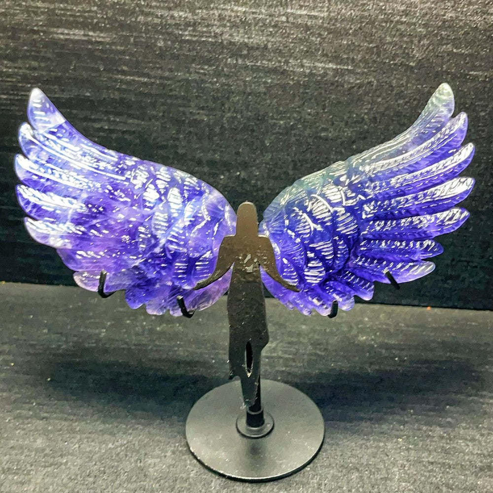 Natural Polished Hand carved Fluorite Wing Healing