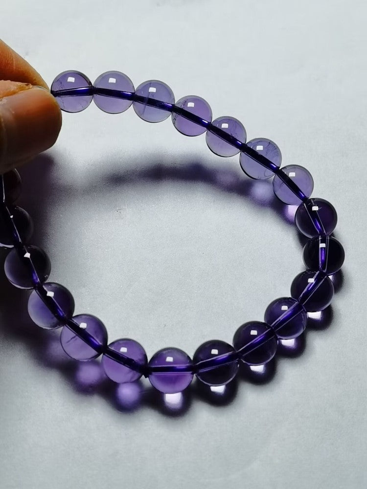 Real Tibetan High Altitude Clear Purple Amethyst Crystal Bracelet Bead 8 mm