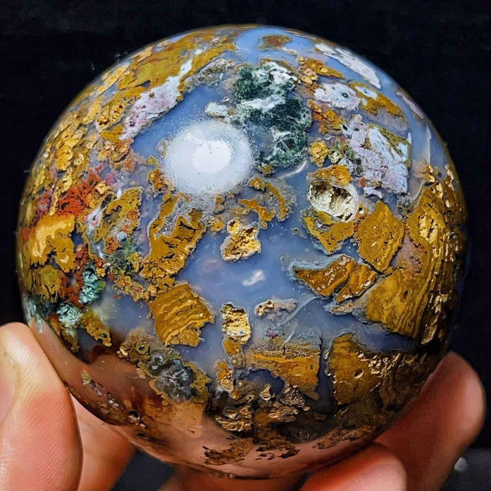 516G Natural Polished Orbicular Ocean Jasper Sphere Crystal Healing L2777