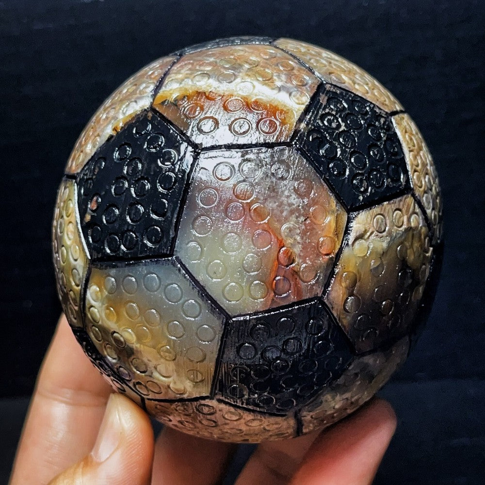 1087G Natural Polished Football Agate Sphere Crystal Ball Healing