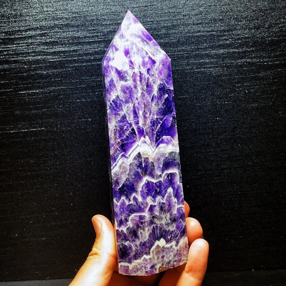 1173G Natural Polished Dream Amethyst Three Tower Crystal Tower Healing