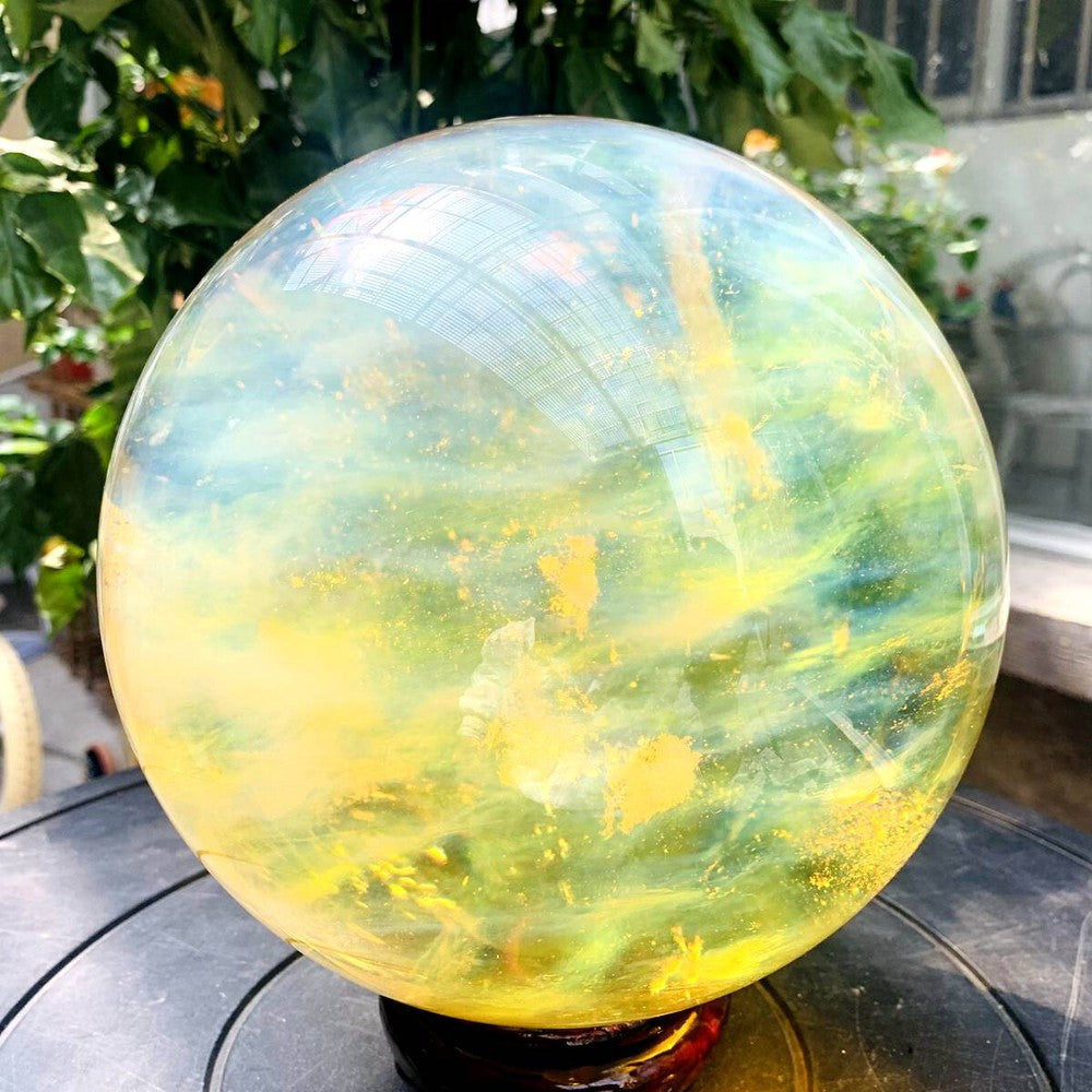 11.87LB Yellow melting stone quartz crystal sphere crystal ball magic reiki heal