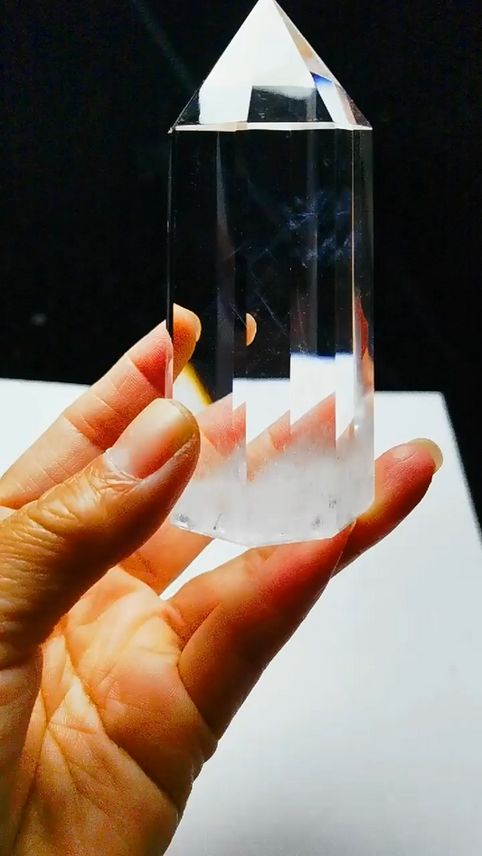 Rare Blue Rutile 8 Sided 3.58" Crystal Point Quartz Vogel Wand with Flat End