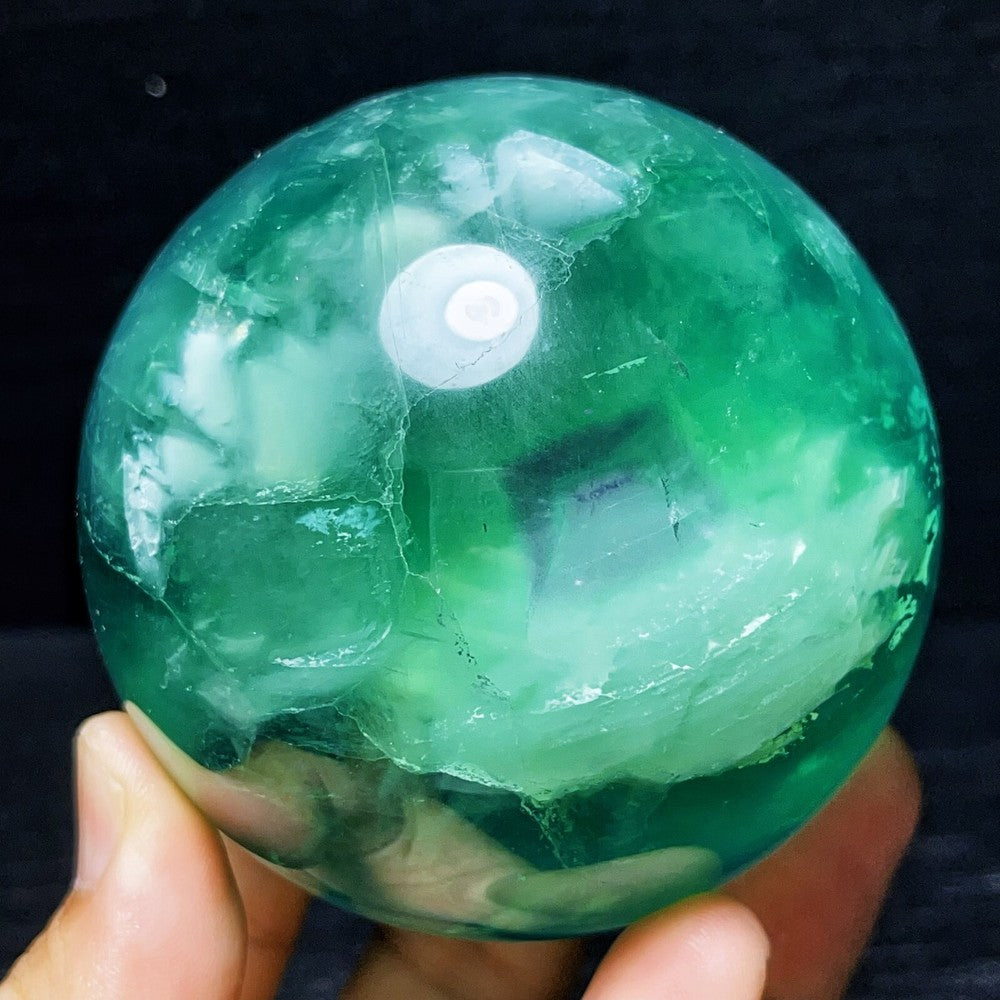 877G Natural Polished Green Purple Fluorite Sphere Ball Crystal Healing