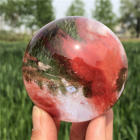 Natural Red melting stone crystal Ball Quartz Crystal Sphere Reiki