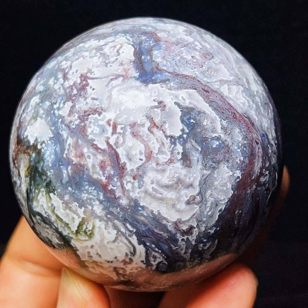 429G Natural Polished Moss Agate Sphere Agate Crystal Ball Healing