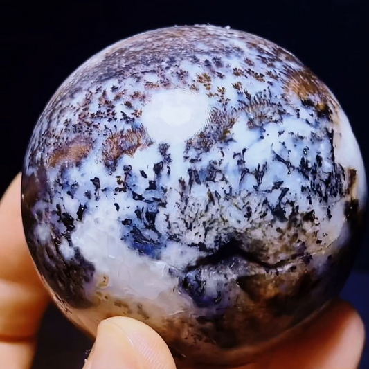 Natural Polished Dendritic Agate Sphere Ball Crystal Geode Healing