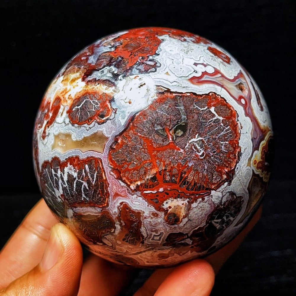 811G Natural Polished Mexico Crazy Agate Sphere Ball Crystal Healing