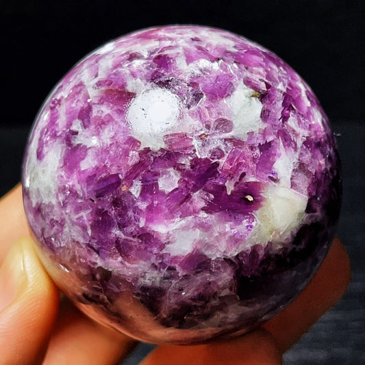 287G Natural Plum Blossom Tourmaline Unicorn Gem Crystal Ball Healing