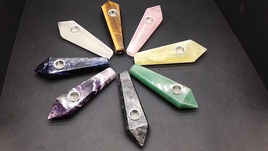 New Natural Gemstone Pipes Quartz Smoking Crystal Pipe Hand Spoon Pipe Fast Ship