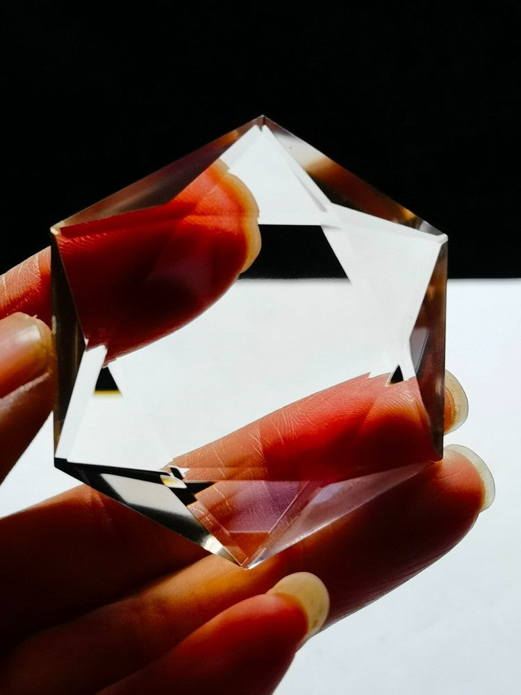Tibetan High Altitude Smoky Citrine Crystal Star of David Vogel Cut 1.73''