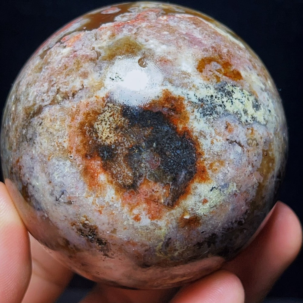 427G Natural Cherry Blossom Agate Ball Agate Crystal Ball Healing