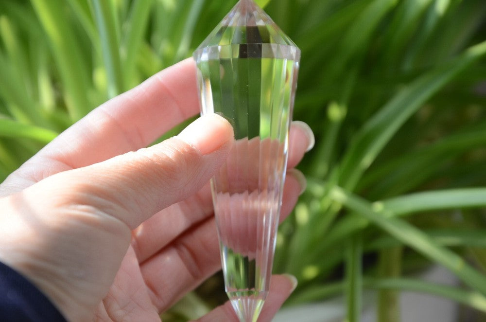 Tibetan High Altitude Clear 24 Sided Phantom Crystal Quartz Vogel Wand 3.85''