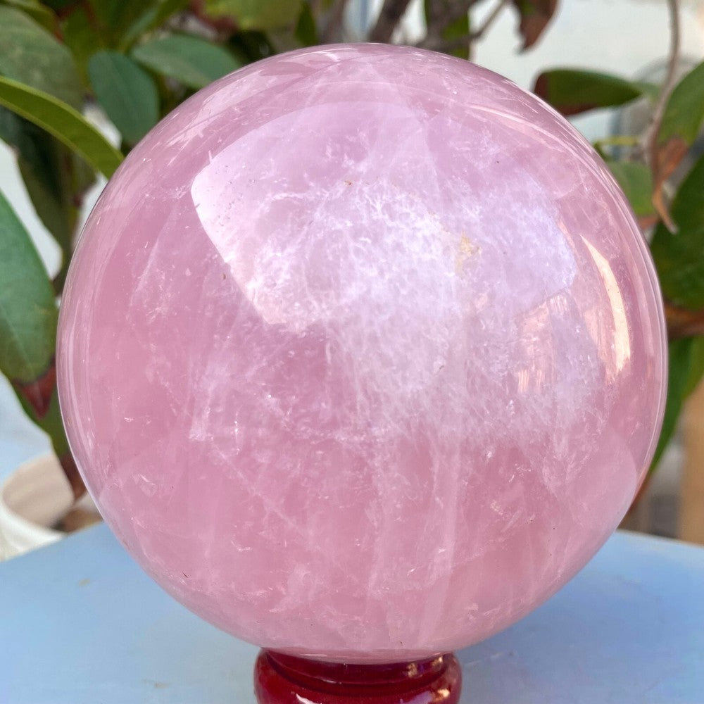 Boule de cristal de quartz rose naturel de grande taille de 3,47 lb, guérison Reiki 