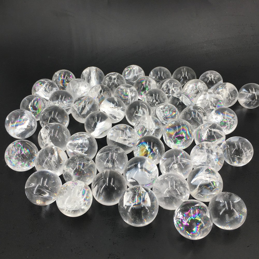 Natural Clear Quartz sphere Rainbow Crystal Ball reiki Healing care 40g+