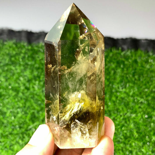 1pcs Natural smoky citrine quartz obelisk crystal wand point healing 60g+ 6CM+