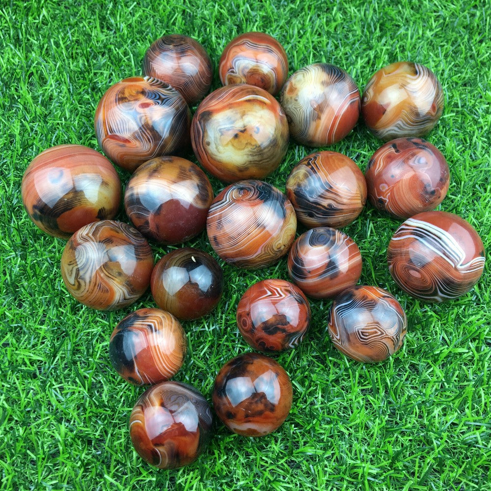 Natural Polished Banded Agate Crystal Sphere Ball Healing 40g+ 2PCS