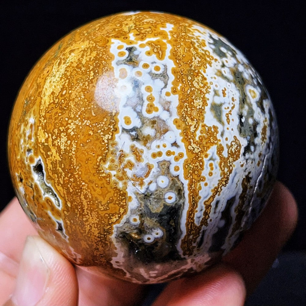 295G Natural Polished Orbicular Ocean Jasper Sphere Crystal Healing