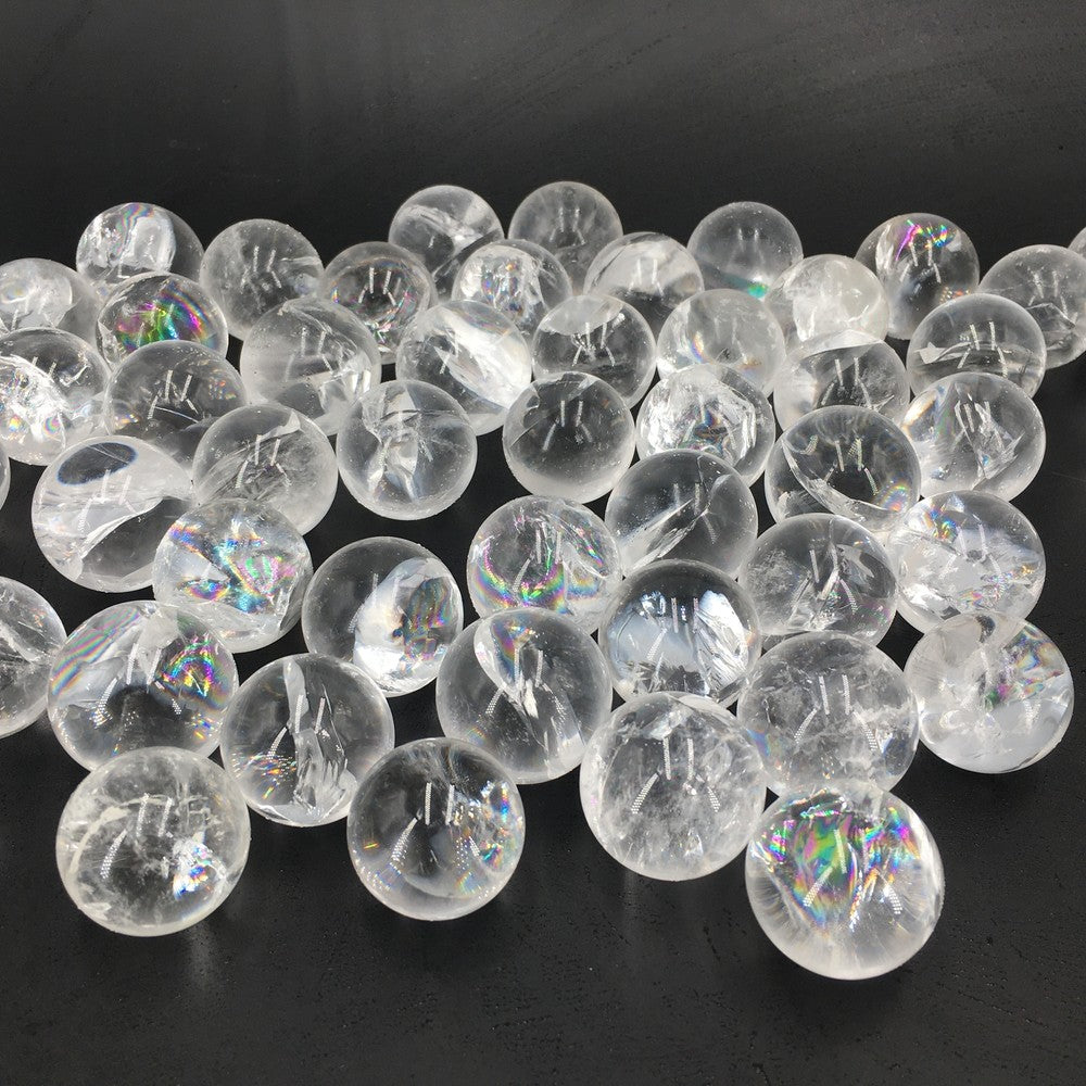 Natural Clear Quartz sphere Rainbow Crystal Ball reiki Healing care 40g+