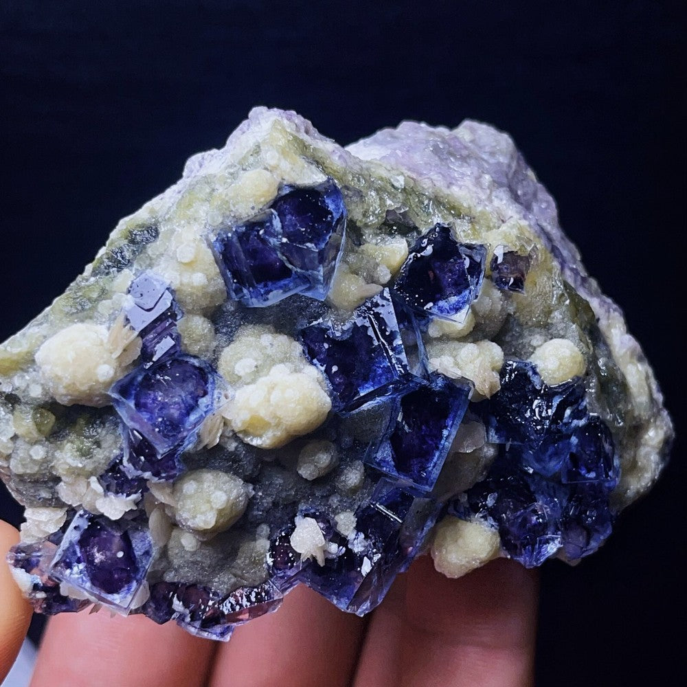 Extremely Top Phantom Cubic Fluorite Copper ore symbiotic crystals Specimen