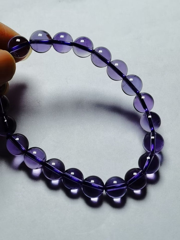 Real Tibetan High Altitude Clear Purple Amethyst Crystal Bracelet Bead 8 mm