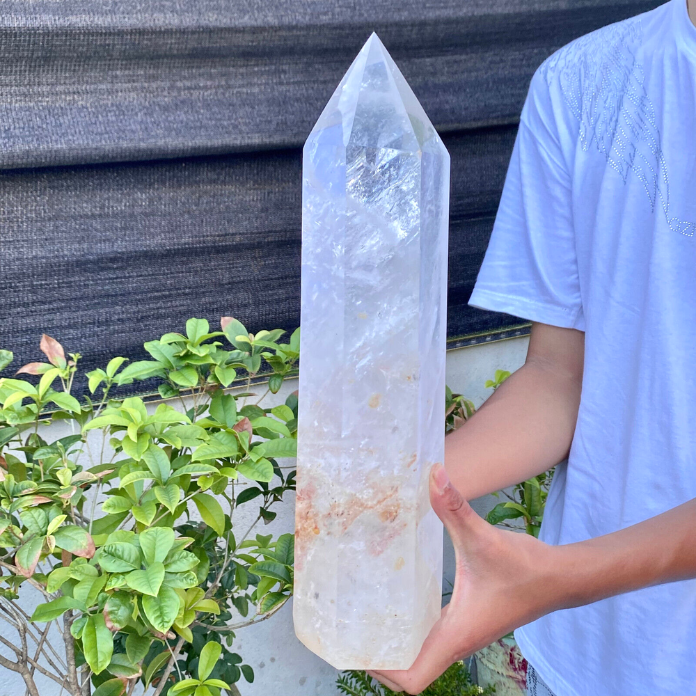 13.24LB Natural clear quartz obelisk white crystal energy column healing.
