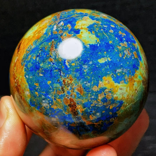 Natural Polished Phoenix Blue Gold Agate Crystal Ball Healing