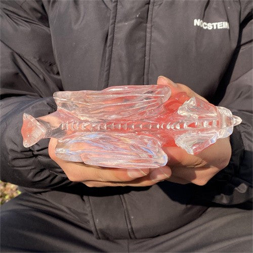 530g Carved Smelting stone dragon Figurines Reiki Quartz Crystal Skull Decor