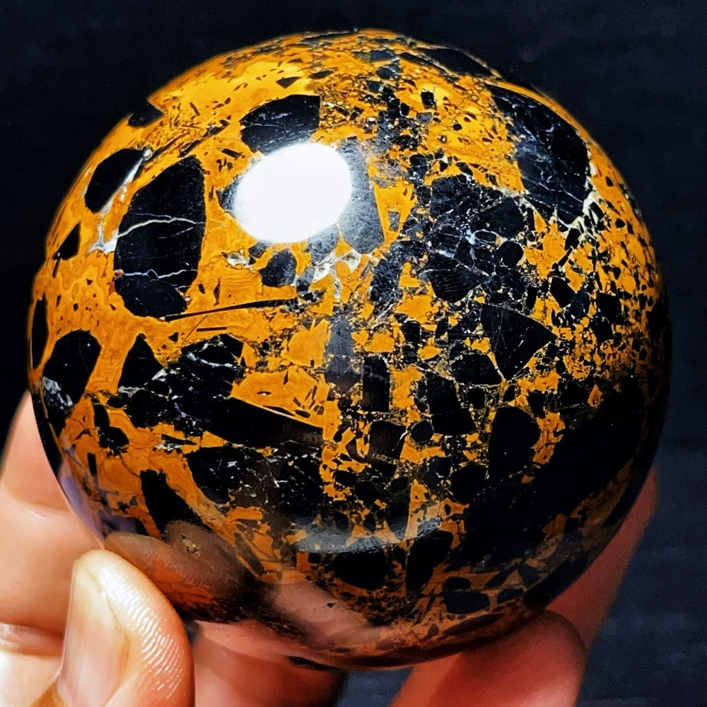 554G Natural Black Tourmaline And Mica Symbiosis Sphere Crystal Healing