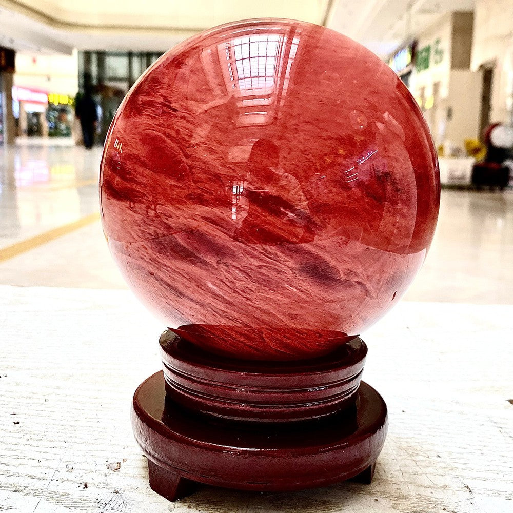 7.81LB Red Melting Stone Quartz Crystal Sphere Ball Healing Reiki Décor