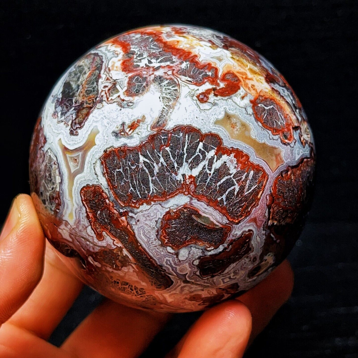 811G Natural Polished Mexico Crazy Agate Sphere Ball Crystal Healing