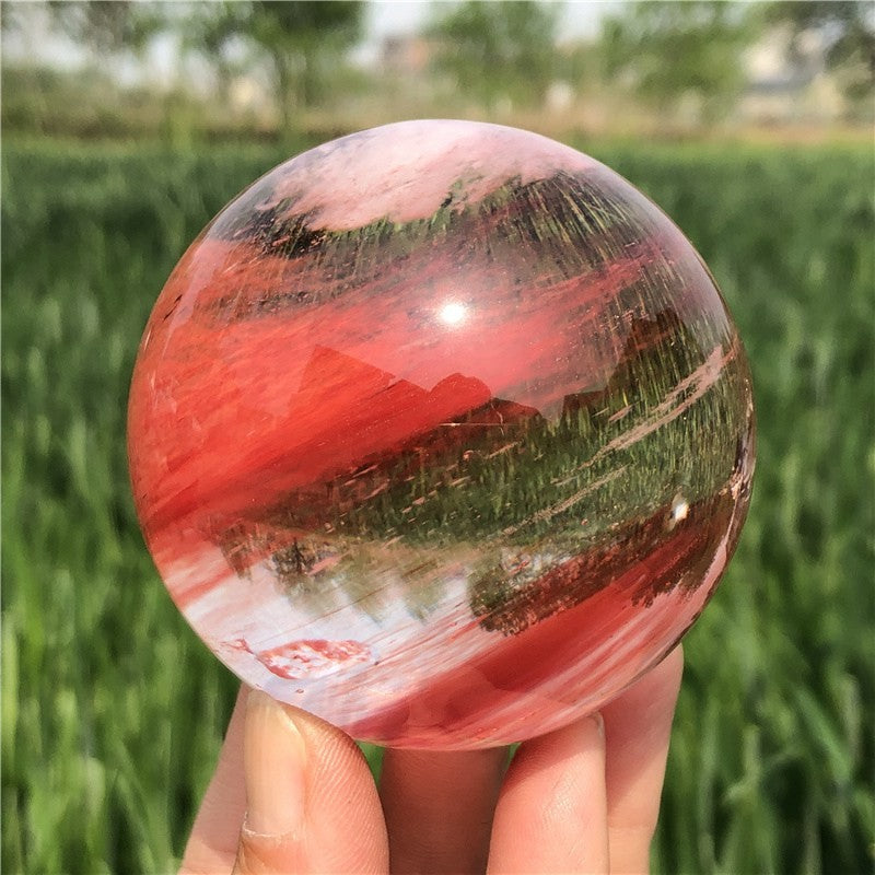 Natural Red melting stone crystal Ball Quartz Crystal Sphere Reiki